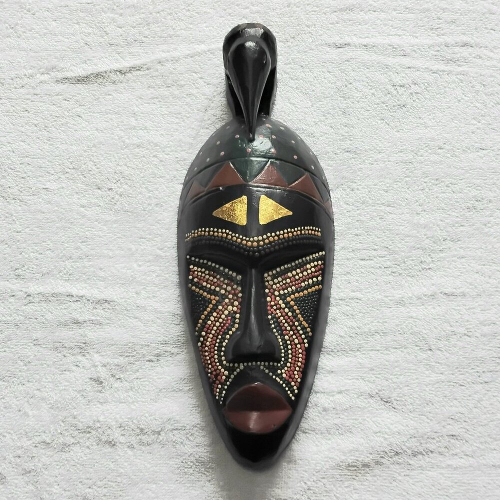 15" Vintage & Traditional Handcrafted Wooden African Hanging Mask!!